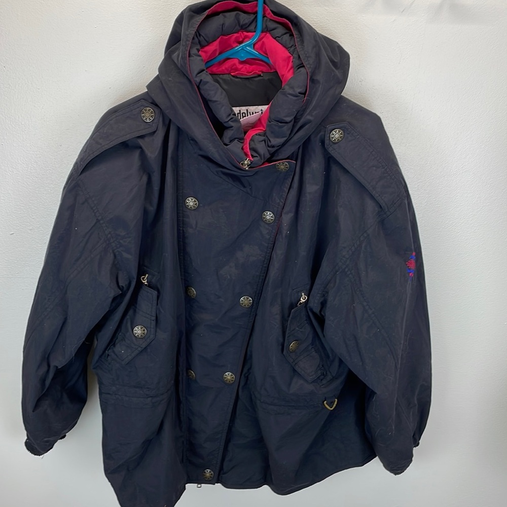 ⭐️Vtg Edelweiss Skiwear full zip and button snap nylon ski jacket SZ Lg. Retro.